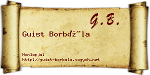 Guist Borbála névjegykártya